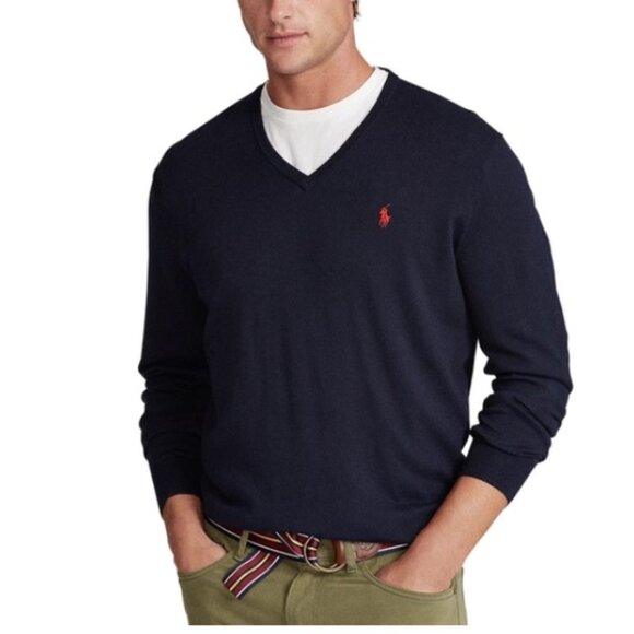 Ralph Lauren Other - Ralph Lauren Navy Blue Wool V-Neck Sweater L Large